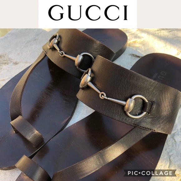 gucci leather sandals mens